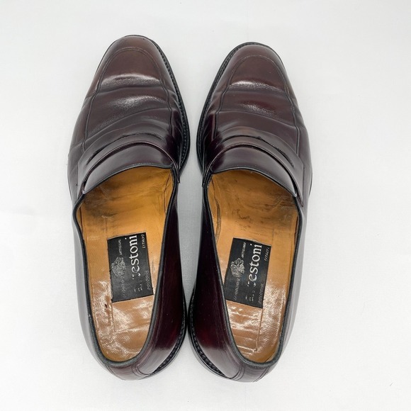 A Testoni Mens 11/ 12 Penny Loafers Shoe Brown Leather SlipOn Casual Vtg Classic main image 6